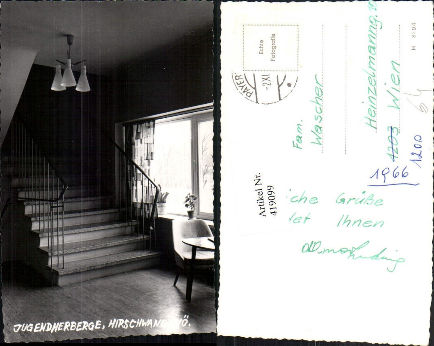 419099,Hirschwang Jugendherberge Innenansicht Treppe