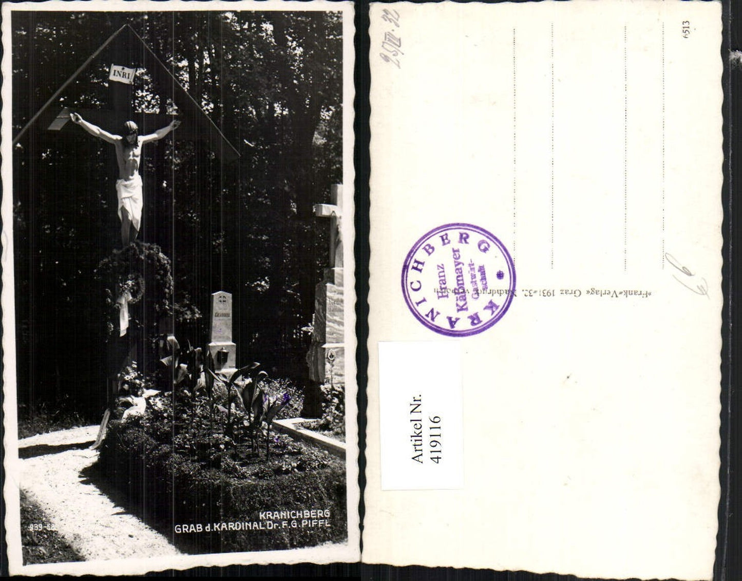 419116,Kranichberg b. Kirchberg Grab des Kardinal Dr. F. G. Piffl