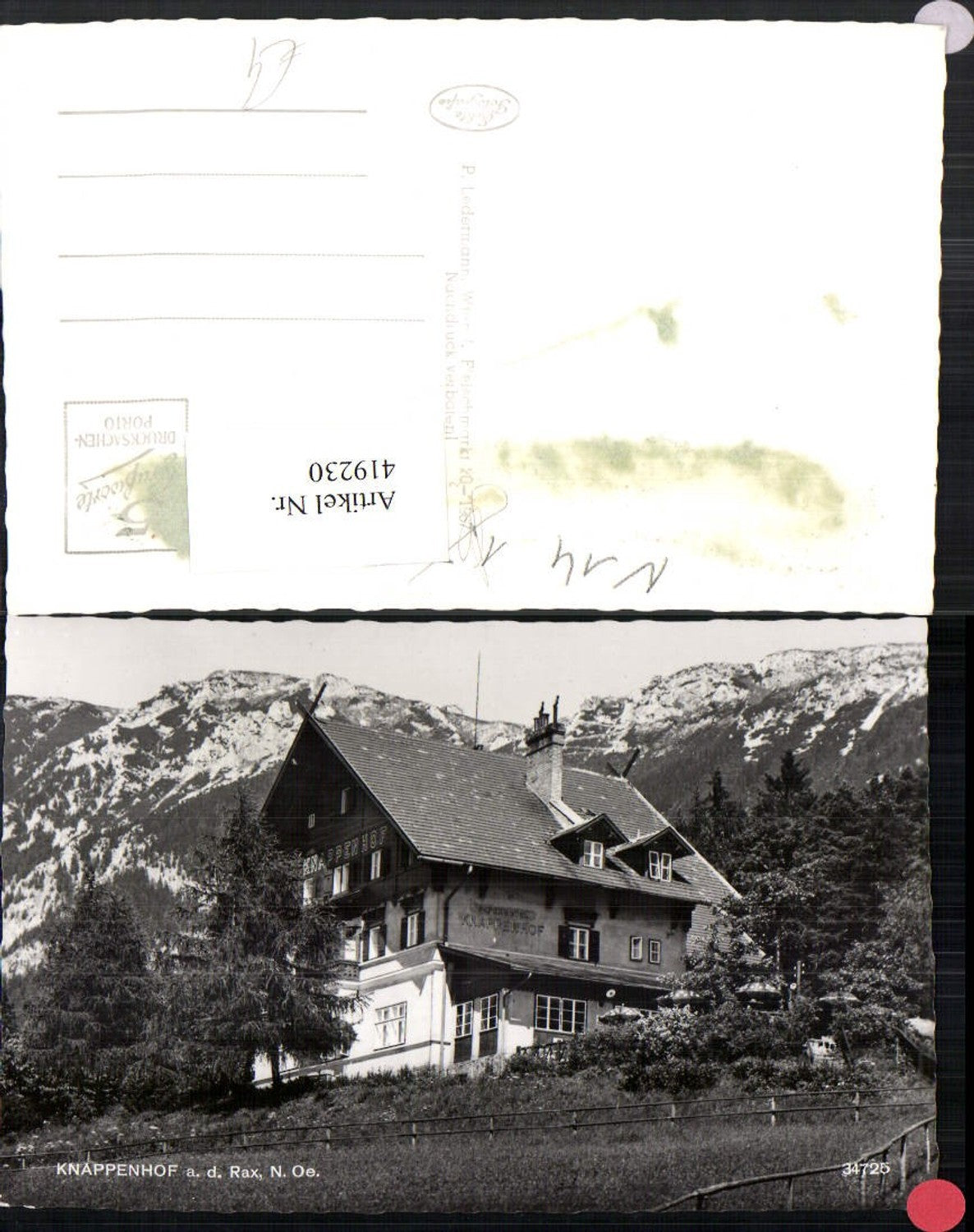 419230,Knappenhof an d. Rax b. Reichenau Bergkulisse
