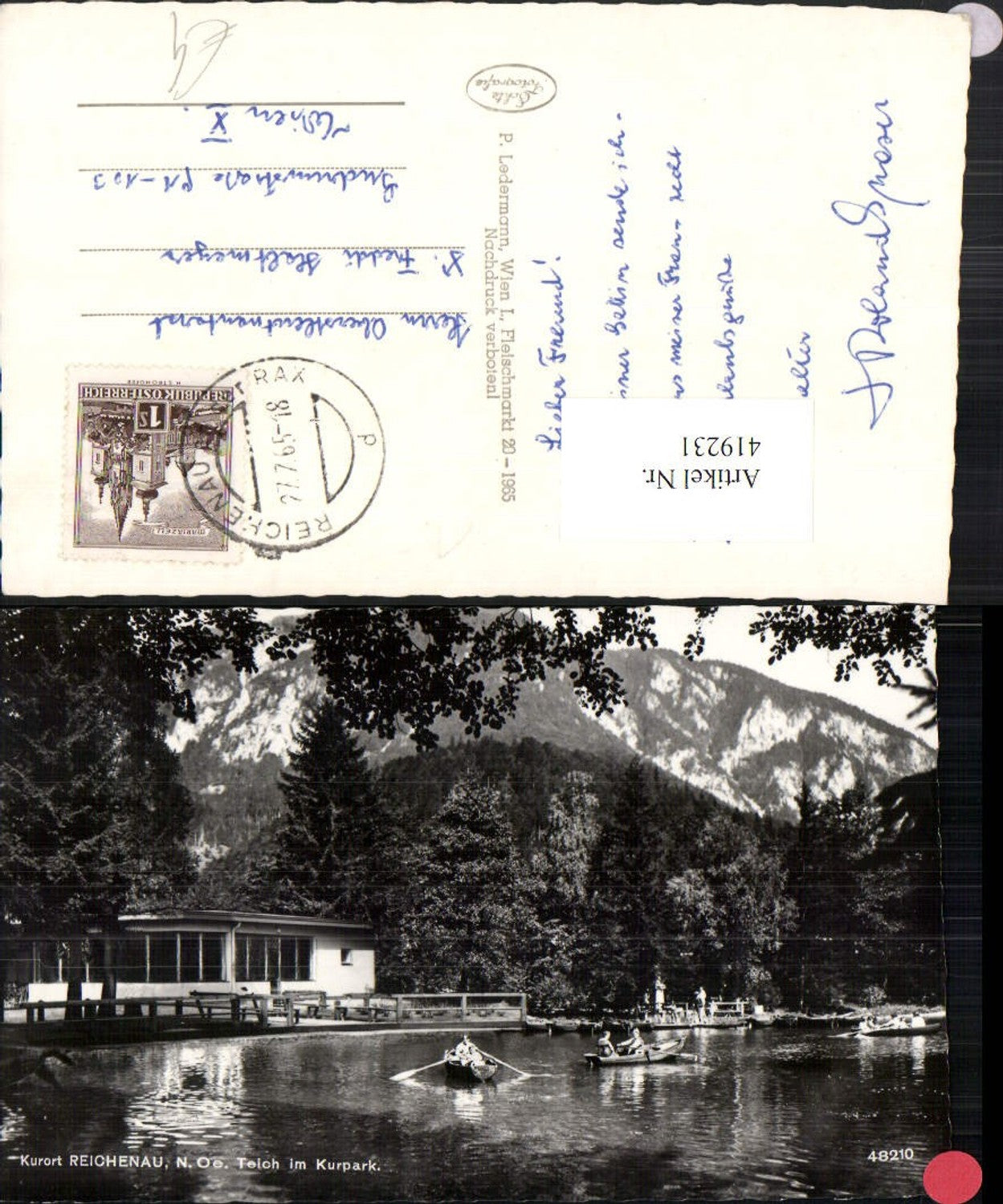 419231,Reichenau an d. Rax Kurpark Teich Ruderboote Boote