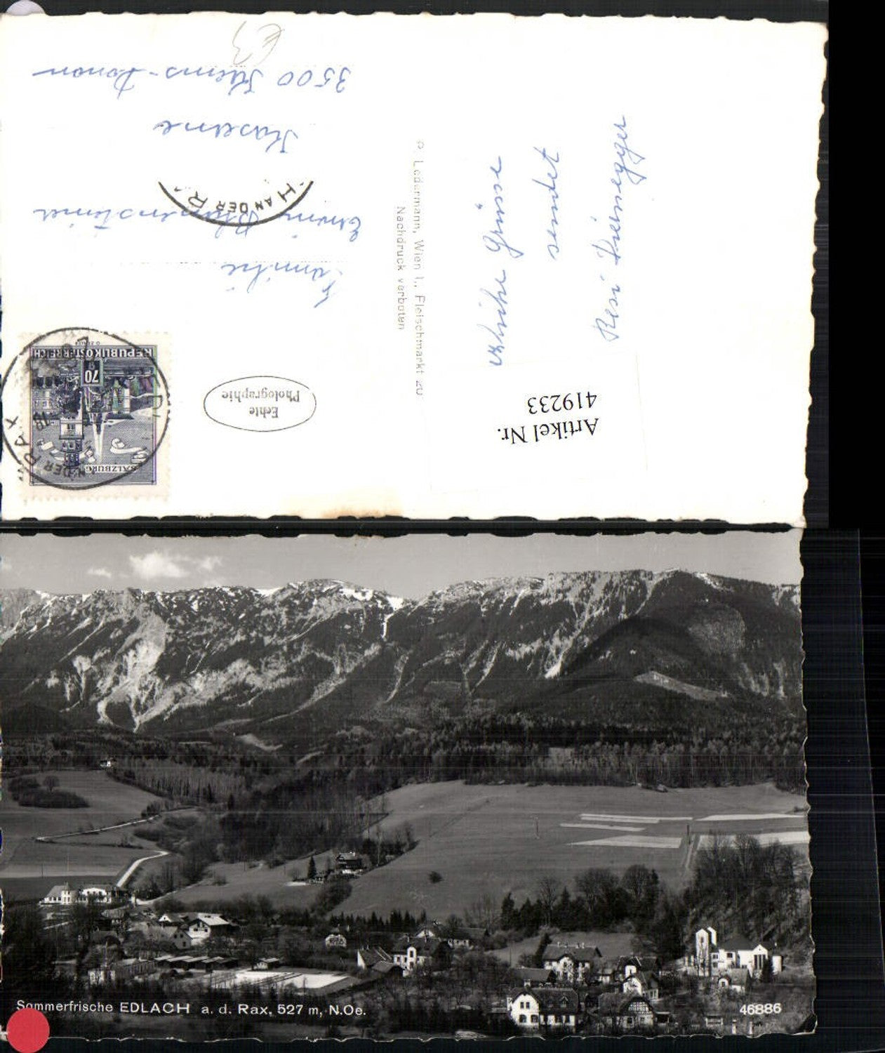 419233,Edlach an d. Rax Totale Bergkulisse