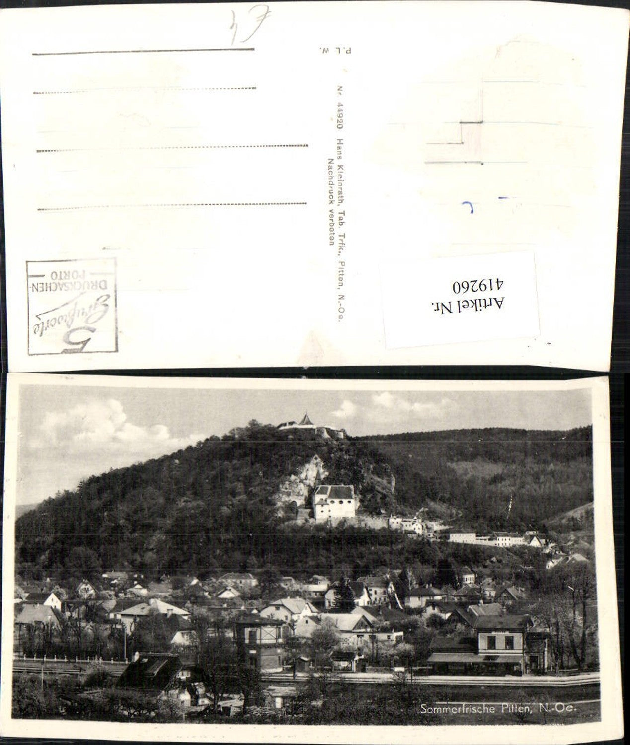 419260,Pitten Totale m. Bahnhof Kirche Schloss