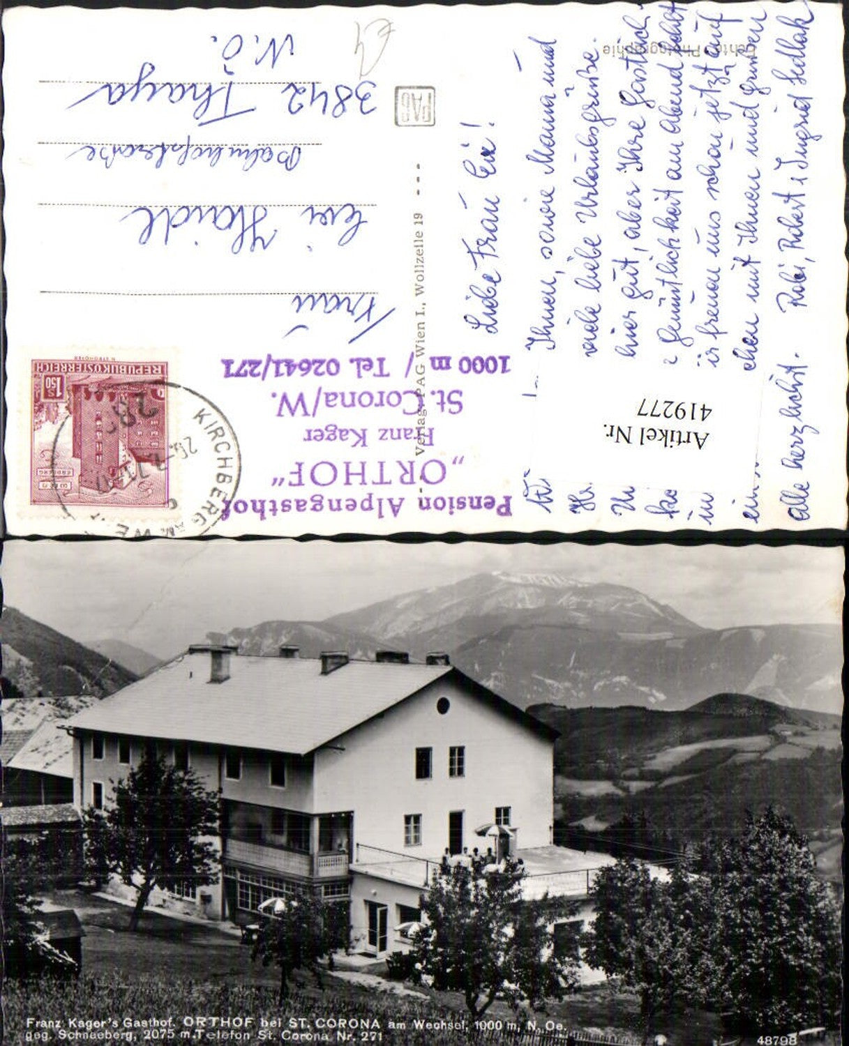 419277,Orthof b. St. Corona am Wechsel Franz kagers Gasthof Bergkulisse