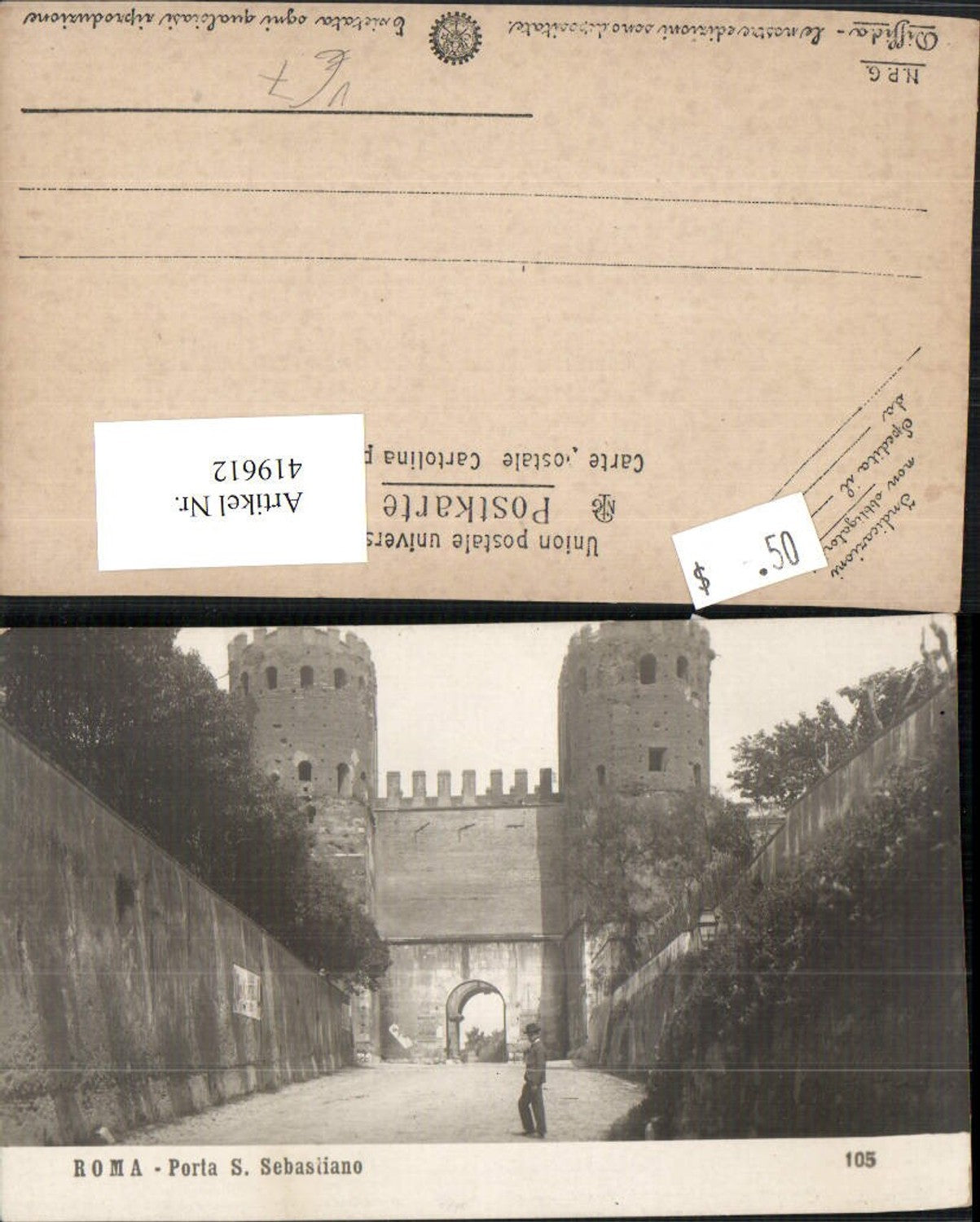 419612,Lazio Roma Rom Porta S. Sebastiano Tor Türme pub NPG 105