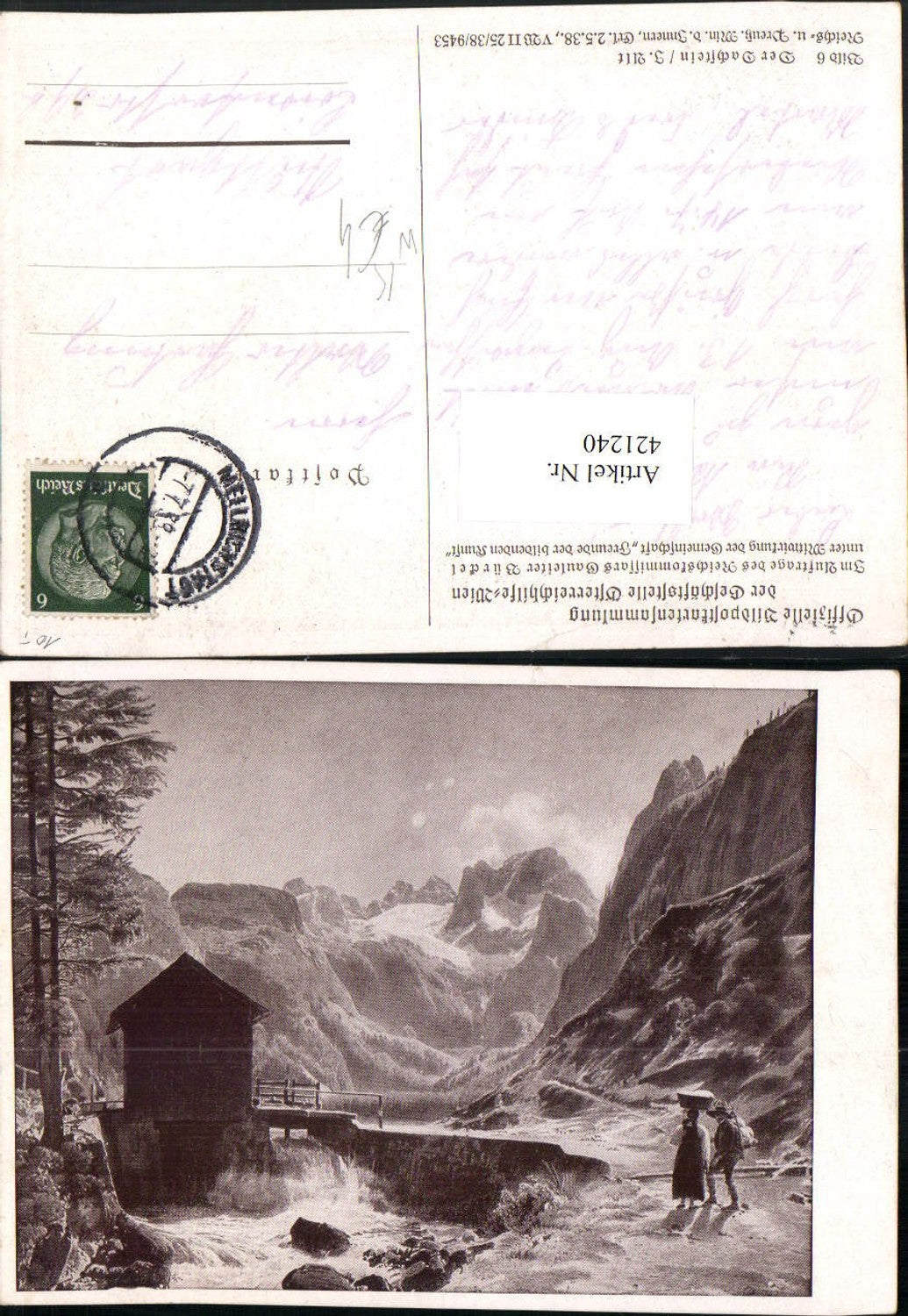 421240,Künstler AK I. Alt Dachstein b. Obertraun Bergkulisse