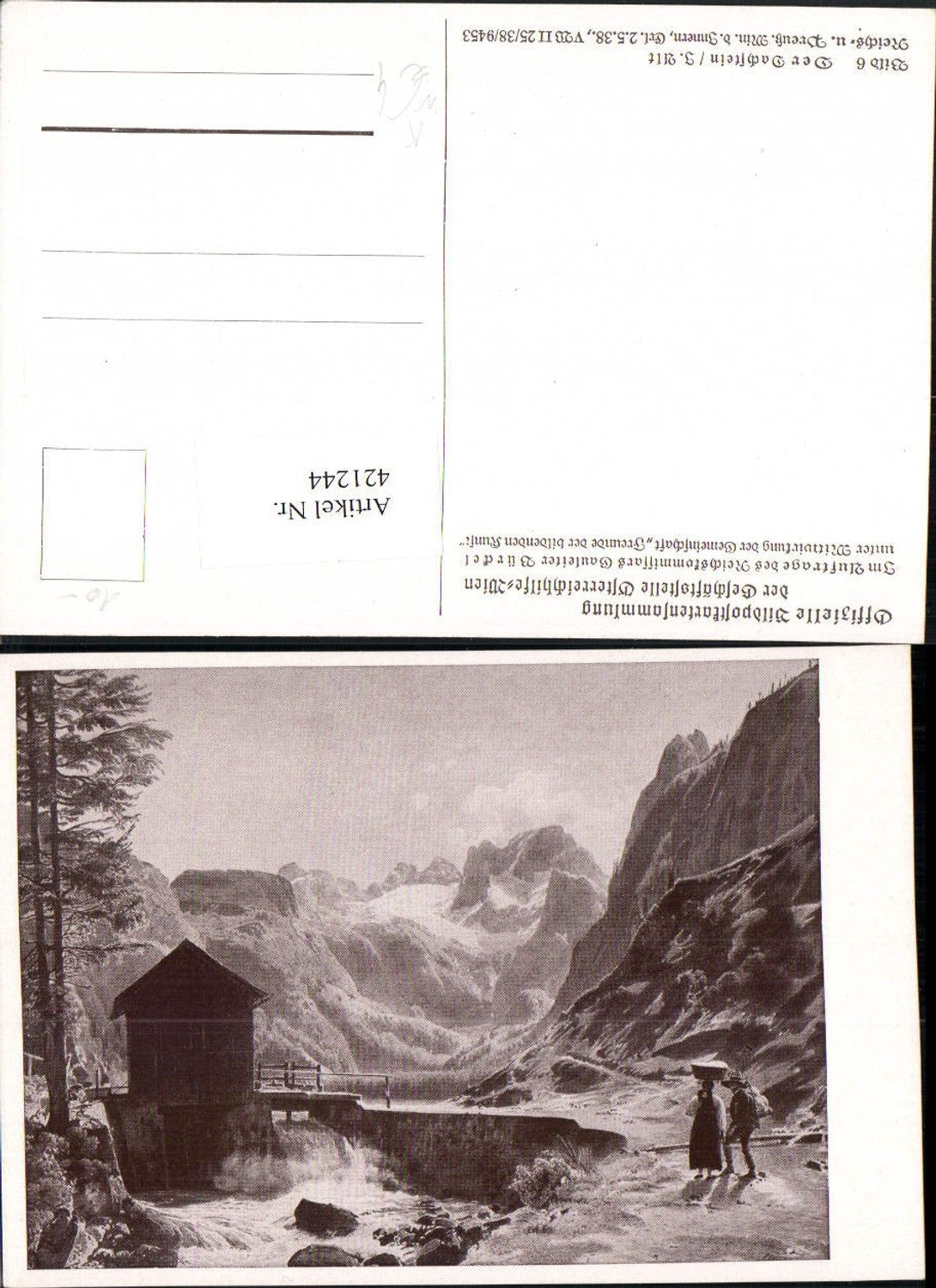 421244,Künstler AK I. Alt Dachstein b. Obertraun Bergkulisse