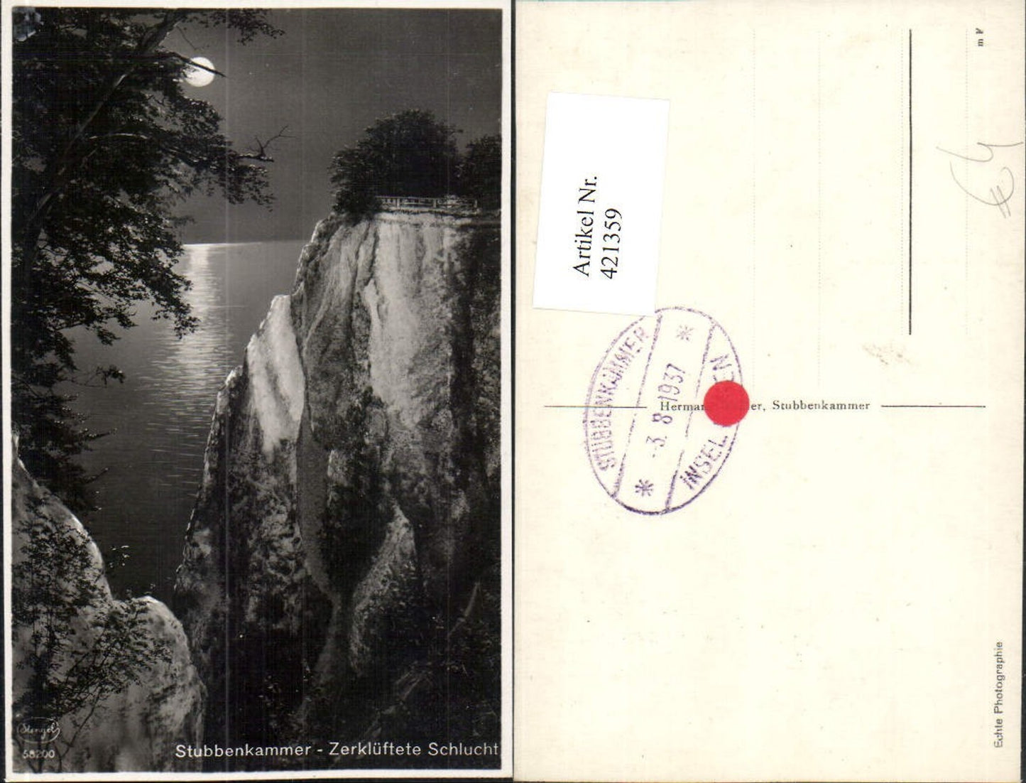 421359,Stubbenkammer Zerklüftete Schlucht Klippe Mondschein pub Stengel & Co 58200