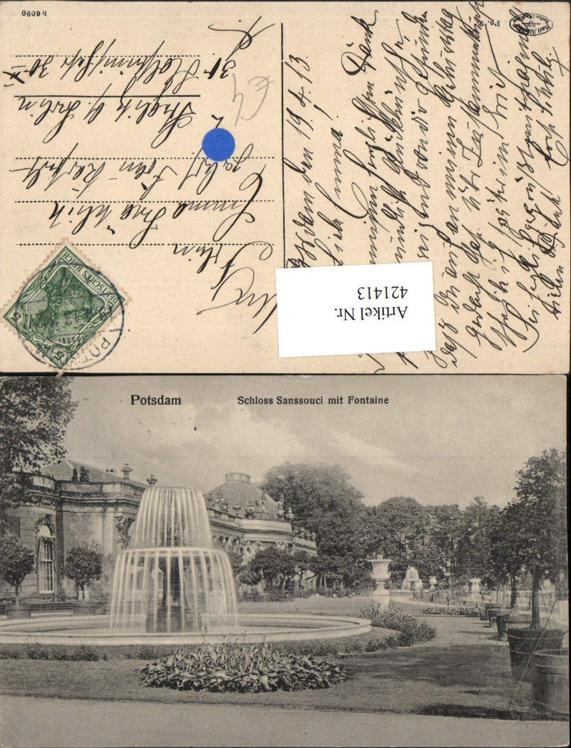 421413, Potsdam Sanssouci Palace with fountain