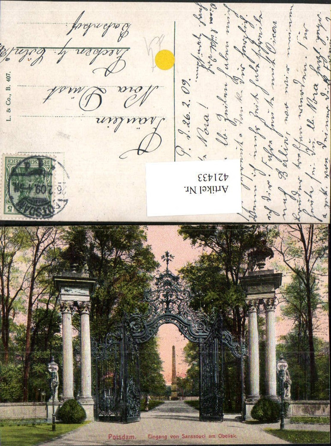 421433, Potsdam Entrance to Sanssouci at the obelisk column