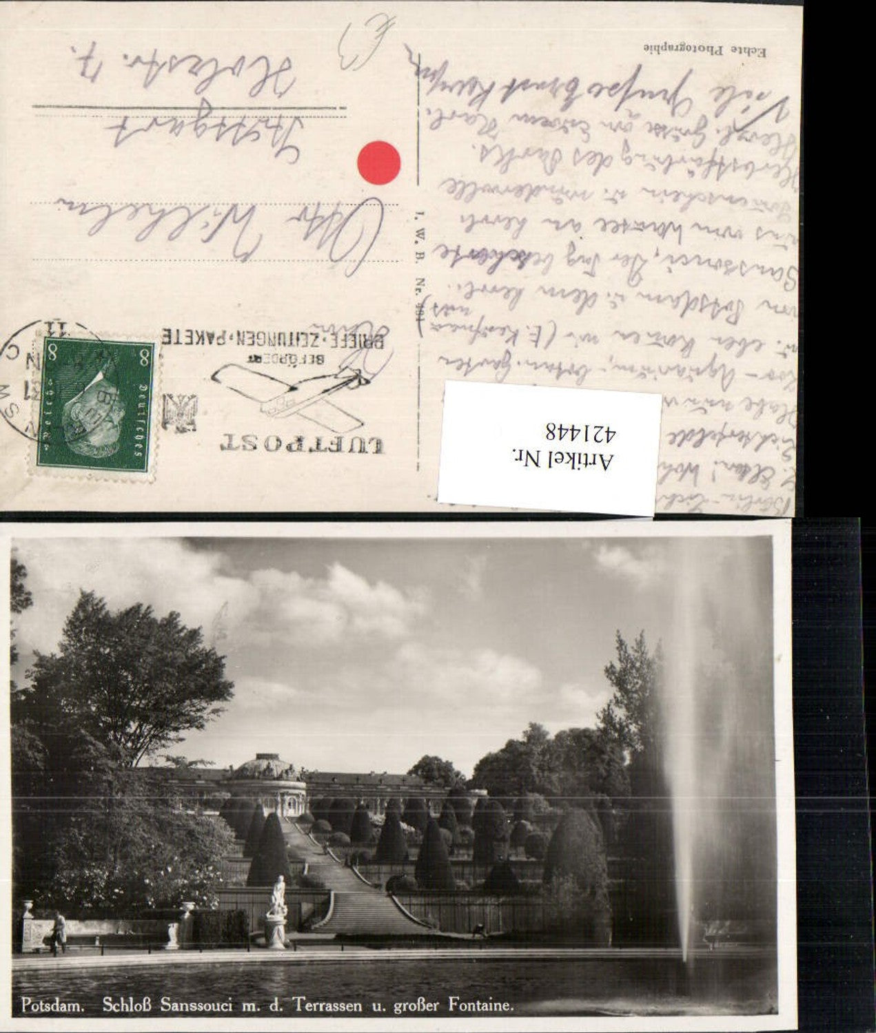 421448, Potsdam Sanssouci Palace with terraces and Great Fountain