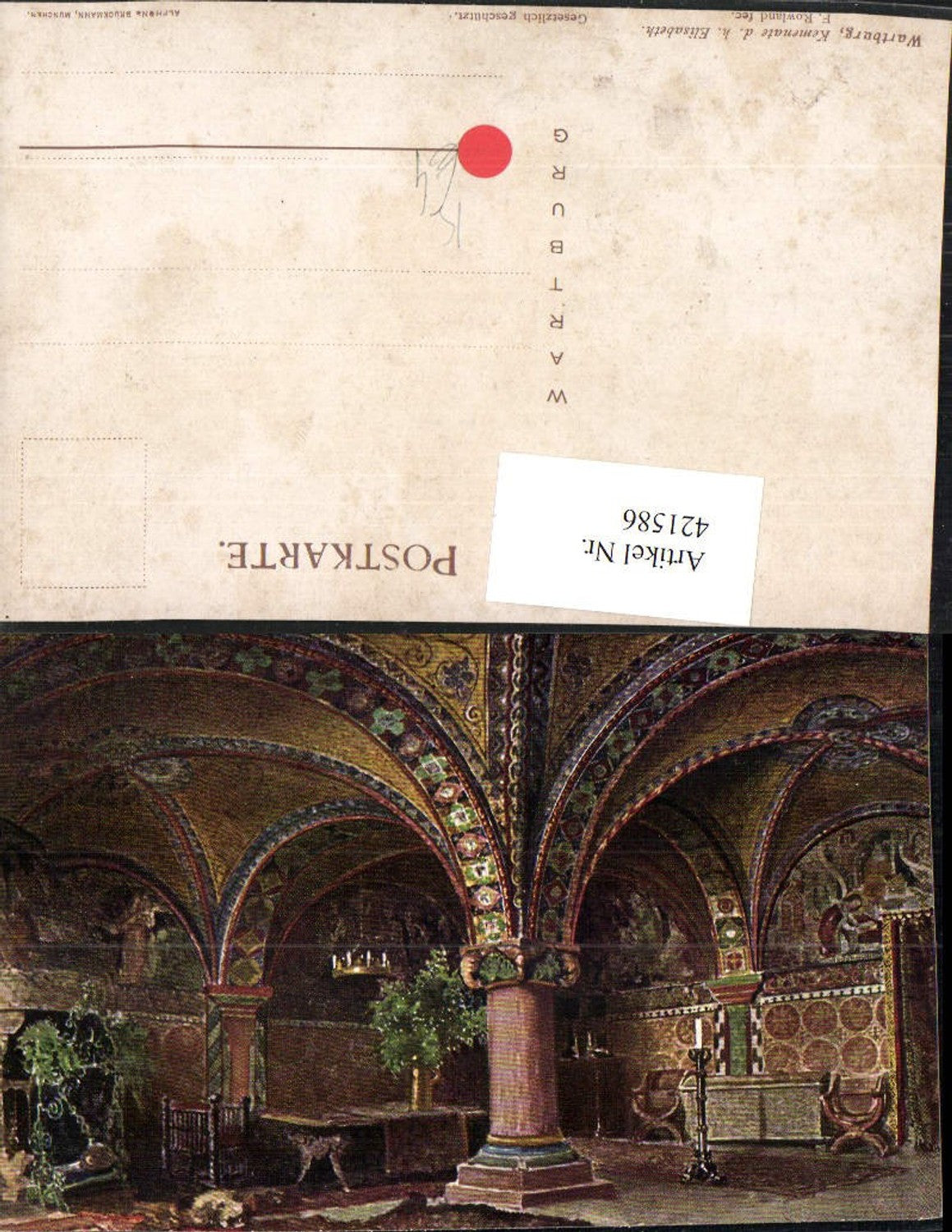 421586, Artist AK F. Rowland Eisenach Wartburg Castle Kemenate Interior View