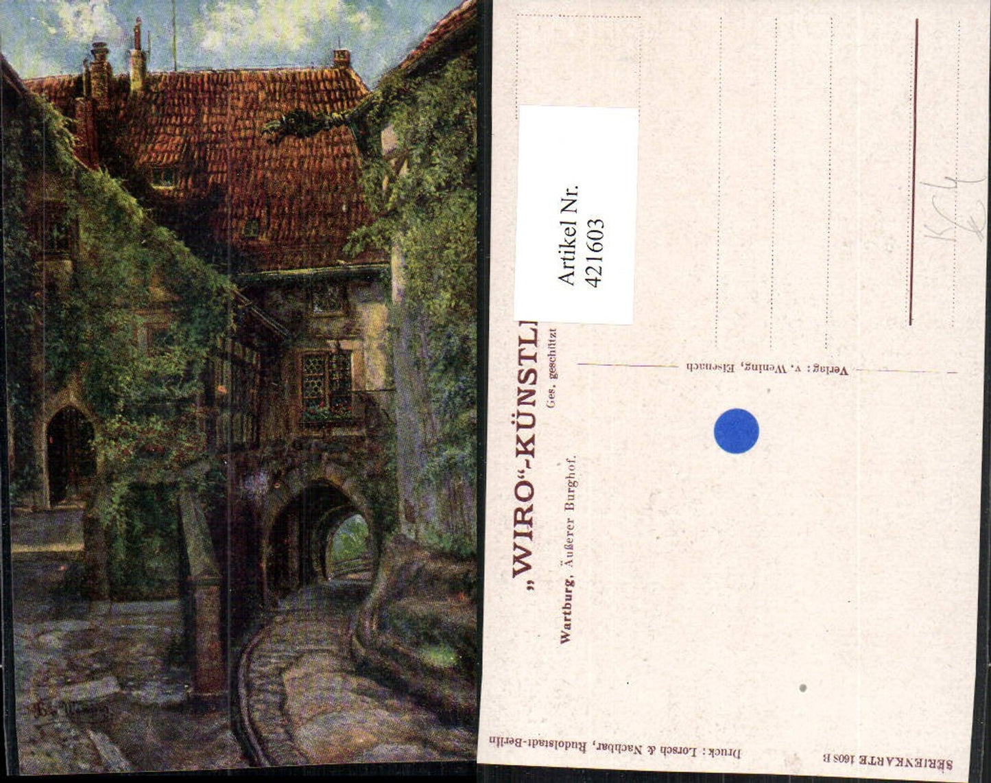 421603, Artist AK Eisenach Wartburg Castle Outer Courtyard pub Wiro