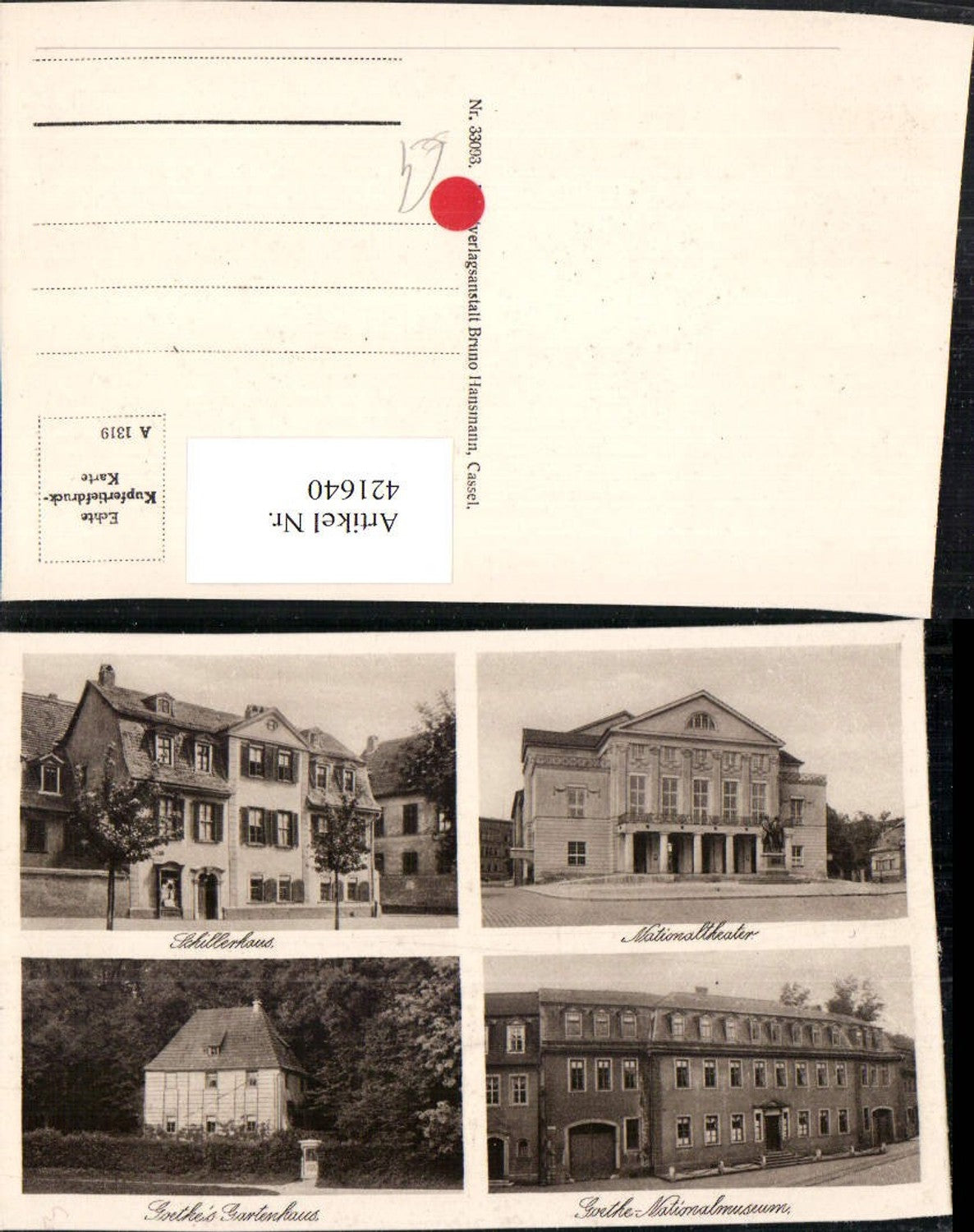 421640,Weimar Schillerhaus Nationaltheater Museum Gartenhaus Mehrbildkarte