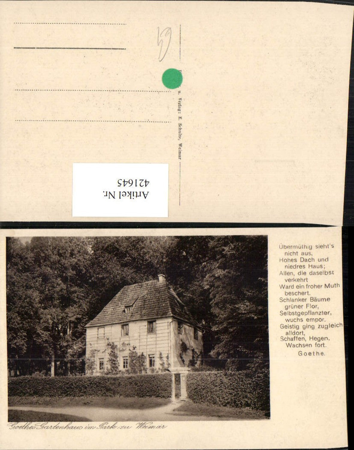 421645,Weimar Goethes Gartenhaus im Park