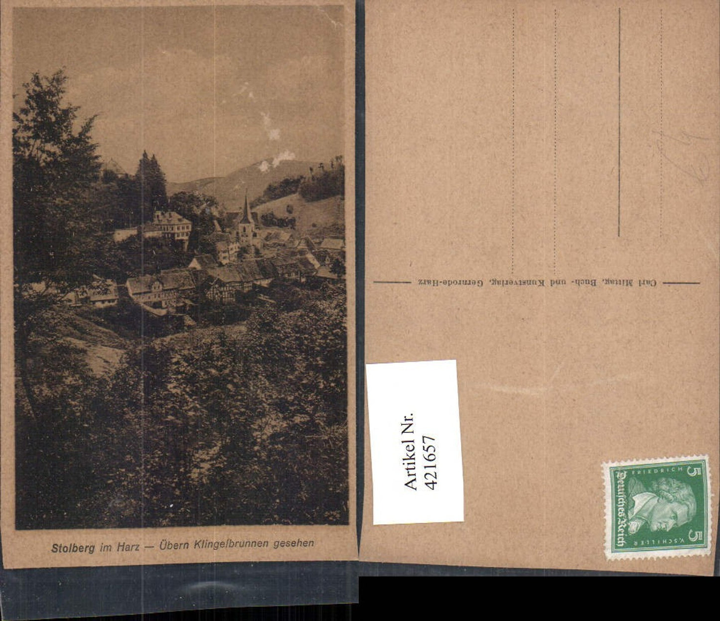 421657,Stolberg im Harz Übern Klingelbrunnen gesehen Totale