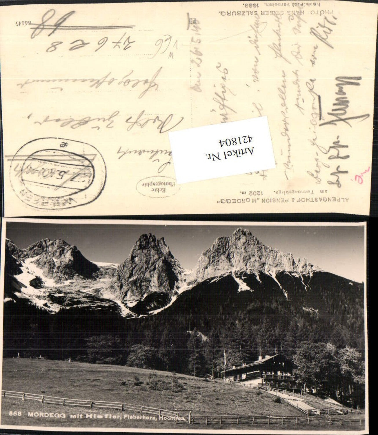 421804,Alpengasthof Pension Mordegg b. Werfen Bergkulisse pub Foto Hans Seiser