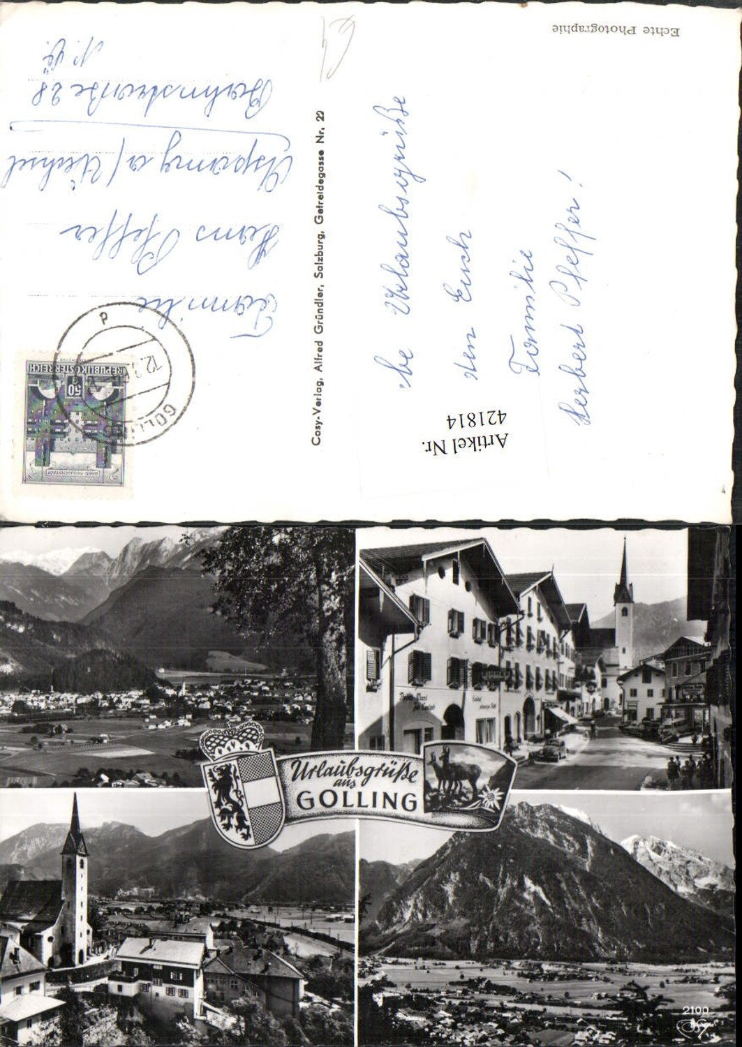 421814, Golling Total Church Inn Multi-view postcard pub Cosy 2100
