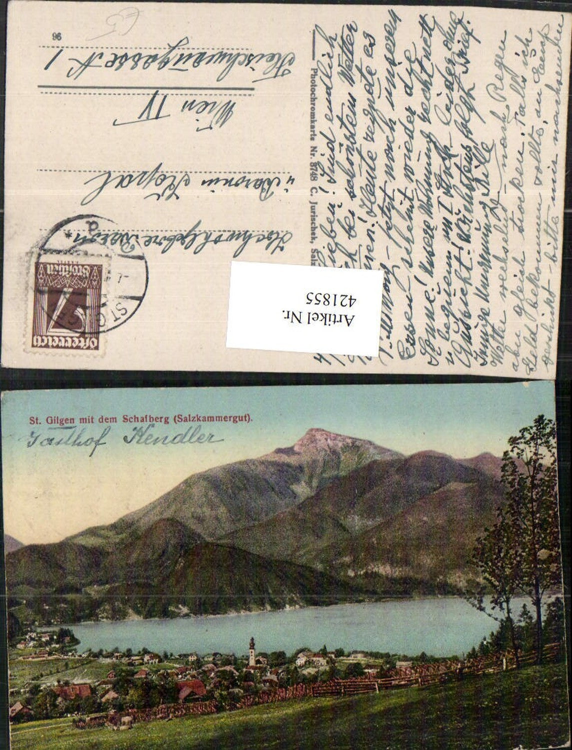 421855, St. Gilgen Total view with Schafberg mountain backdrop