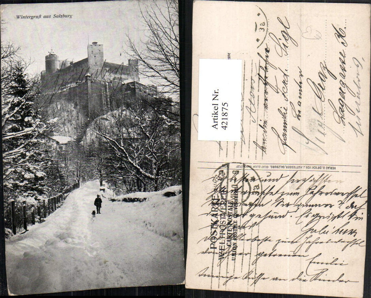 421875,Salzburg Blick zur Festung Hohensalzburg Winterbild