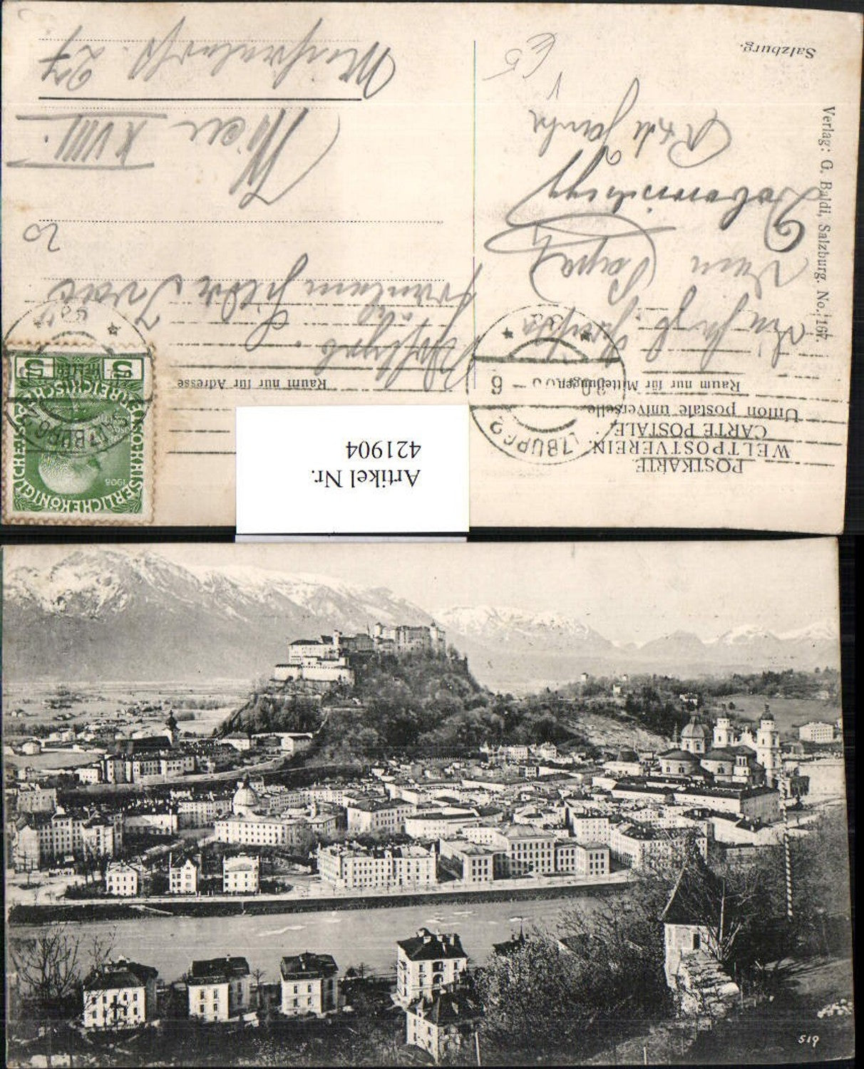 421904,Salzburg Totale m. Festung Bergkulisse pub G. Baldi 167