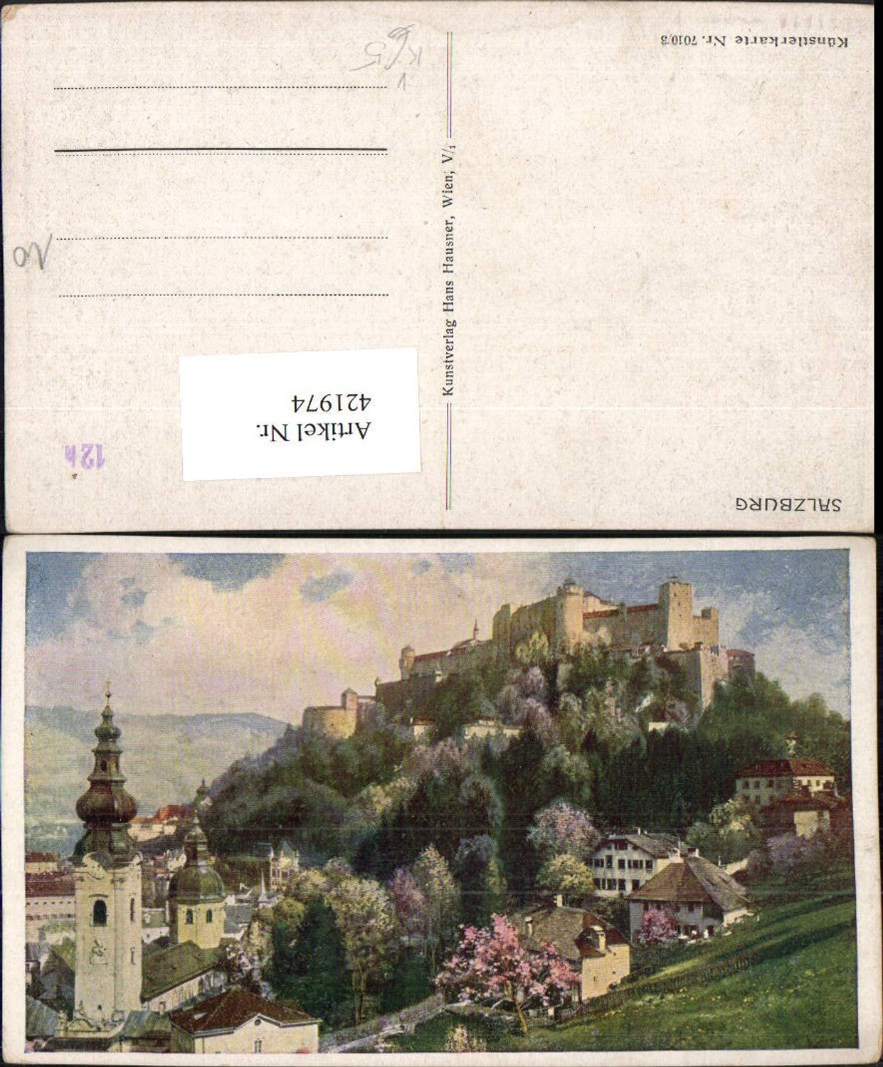 421974,Künstler AK Salzburg Teilansicht m. Festung pub Hans Hausner 7010/3