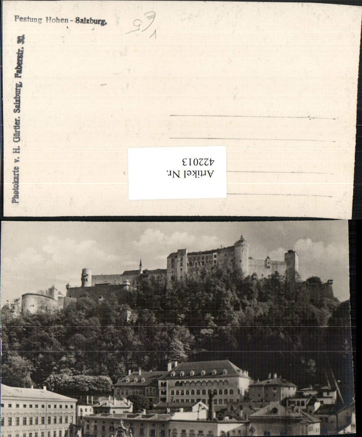 422013, Photo AK Salzburg Hohensalzburg Fortress pub Photo H. Gürtler
