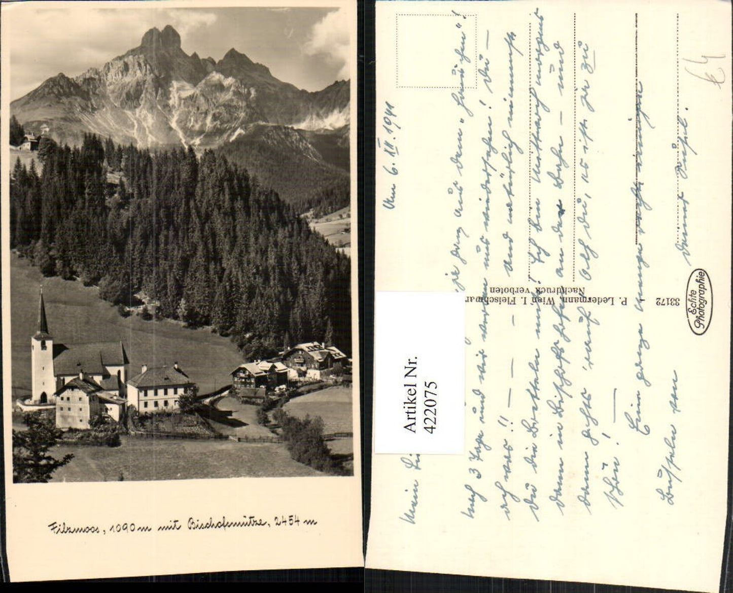 422075,Filzmoos Totale Kirche m. Bischofsmütze Bergkulisse