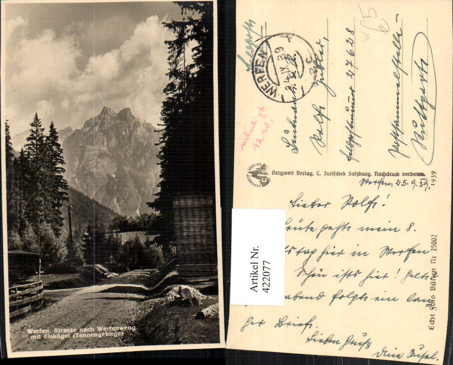 422077,Werfen Straße nach Werfenwegn m. Eiskögel Bergkulisse