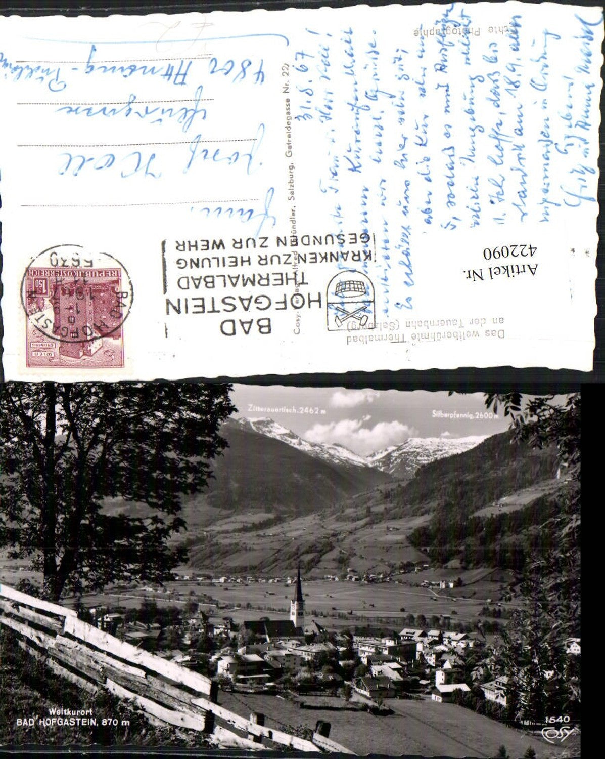 422090,Bad Hofgastein Totale Bergkulisse pub Cosy 1540