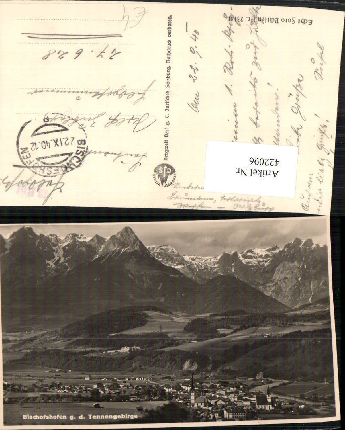 422096,Bischofshofen Totale geg. Tennengebirge Bergkulisse