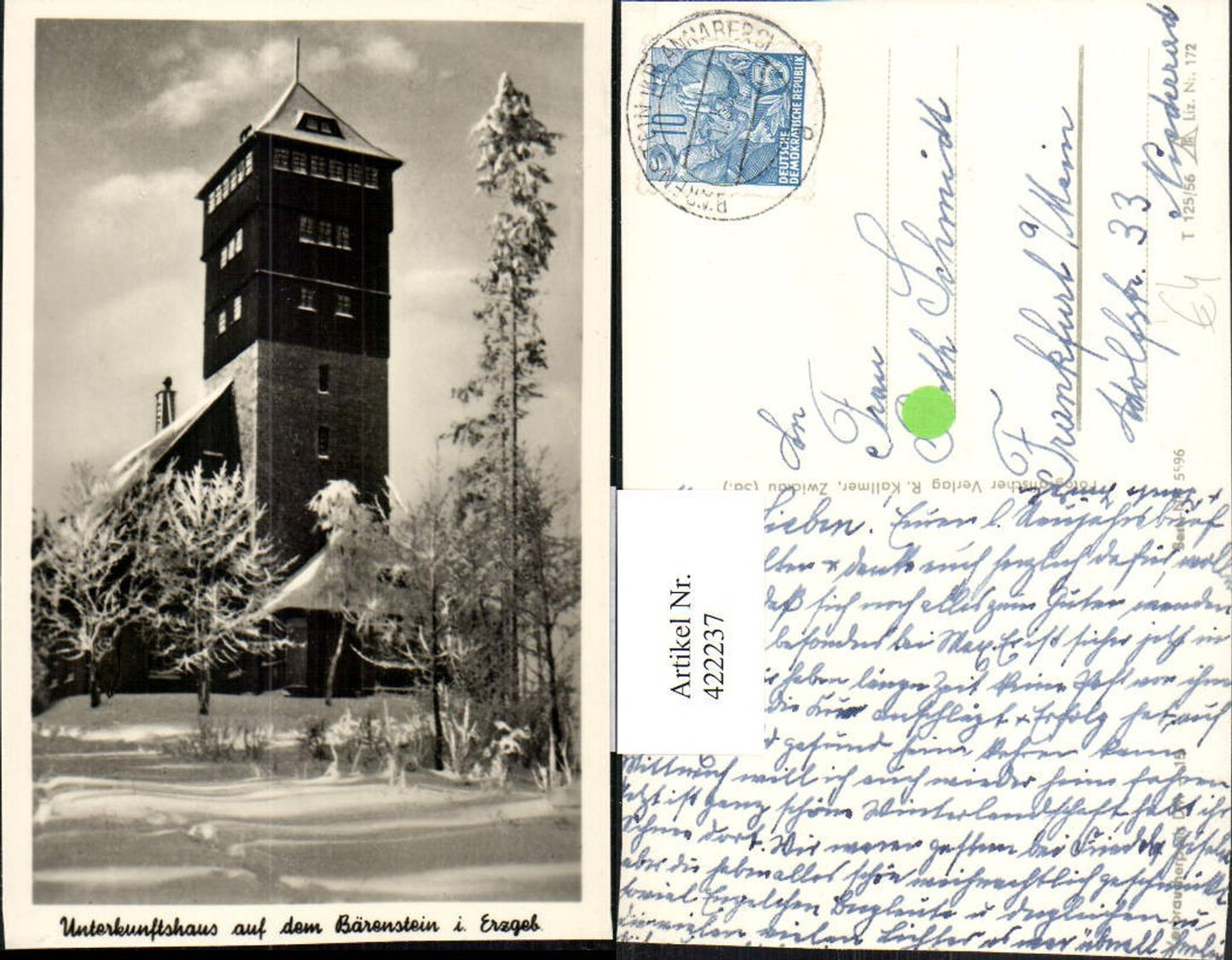422237, Bärenstein in the Ore Mountains, accommodation house, tower, winter scene
