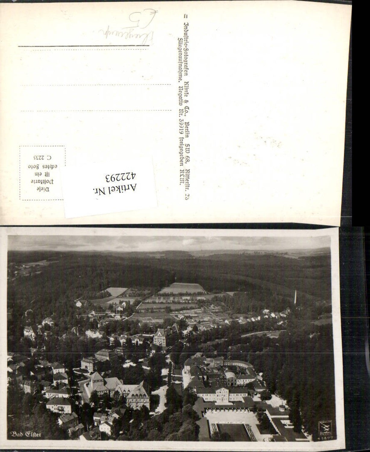 422293,Bad Elster Totale Fliegeraufnahme