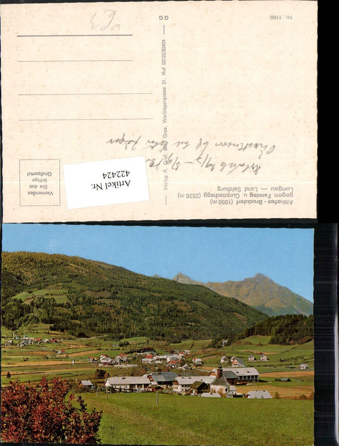 422424,Althofen Bruckdorf b. Mariapfarr Totale geg. Fanning Bergkulisse