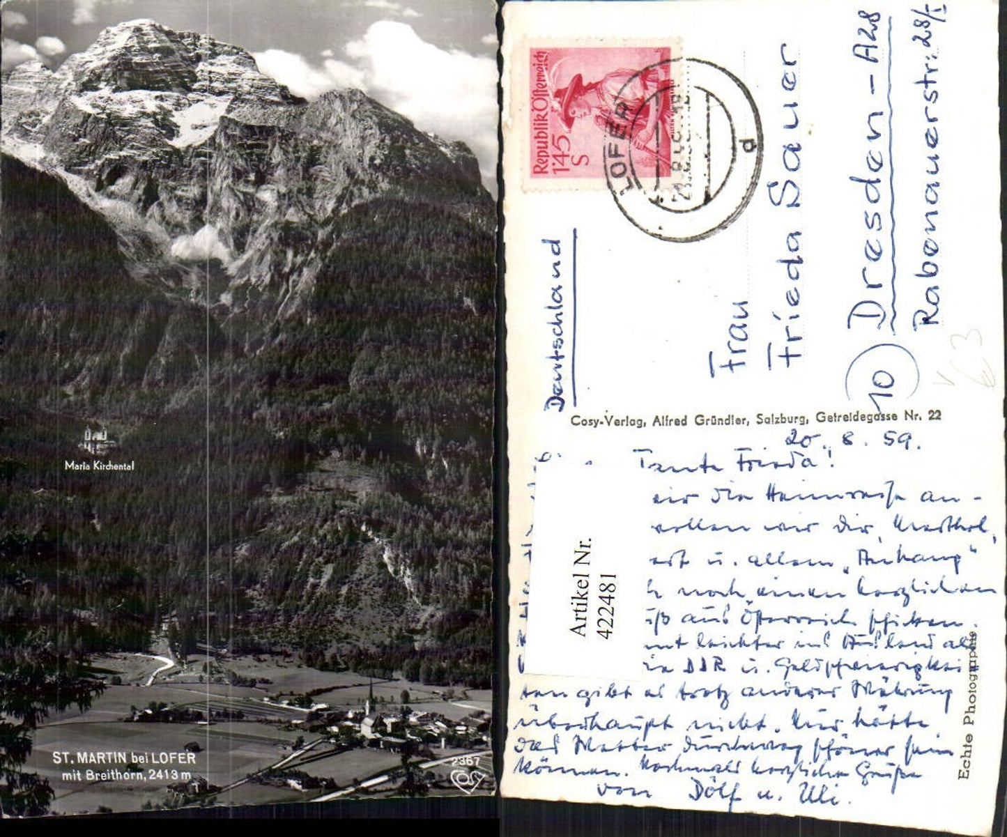 422481,St. Martin bei Lofer Totale m. Breithorn Bergkulisse pub Cosy 2367