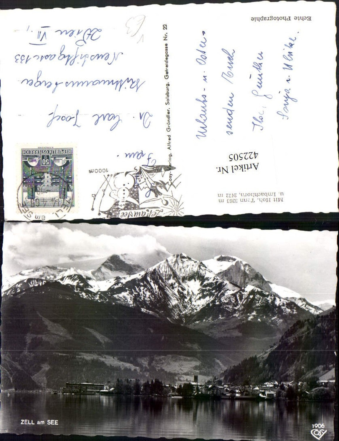 422505,Zell am See Teilansicht m. Hoher Tenn u. Imbachhorn Bergkulisse pub Cosy 1906