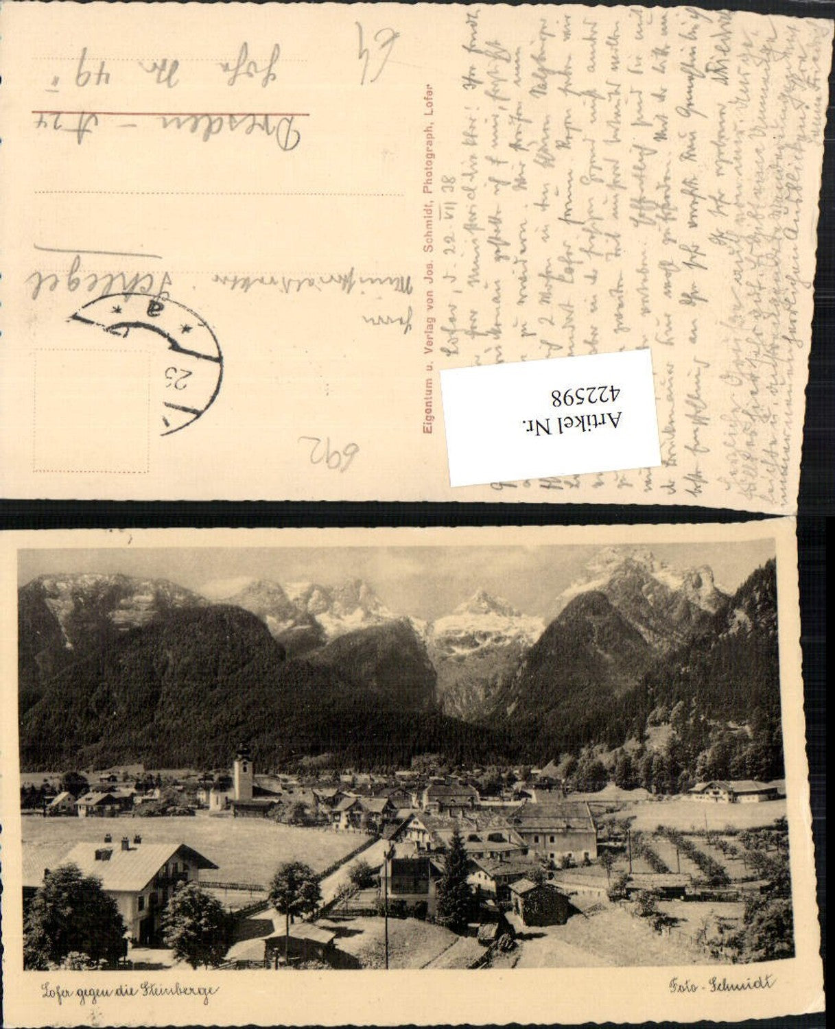 422598,Lofer Totale geg. Steinberge Bergkulisse