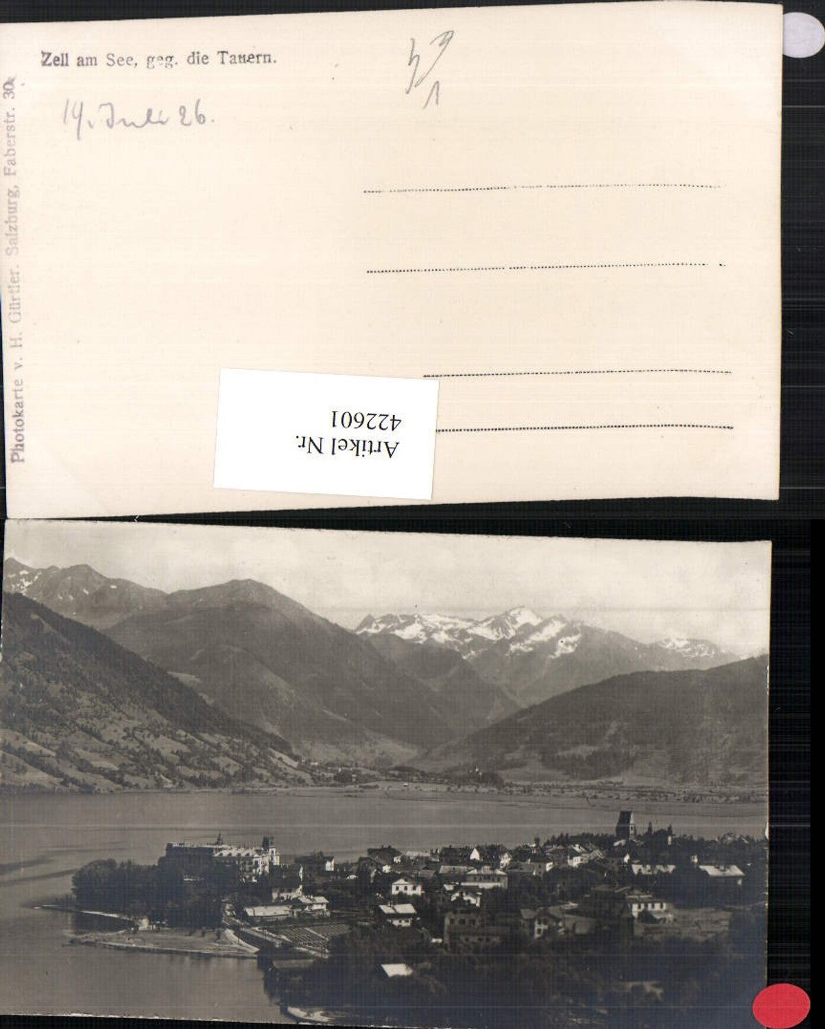 422601,Foto AK Zell am See Totale geg. Tauern Bergkulisse pub H. Gürtler