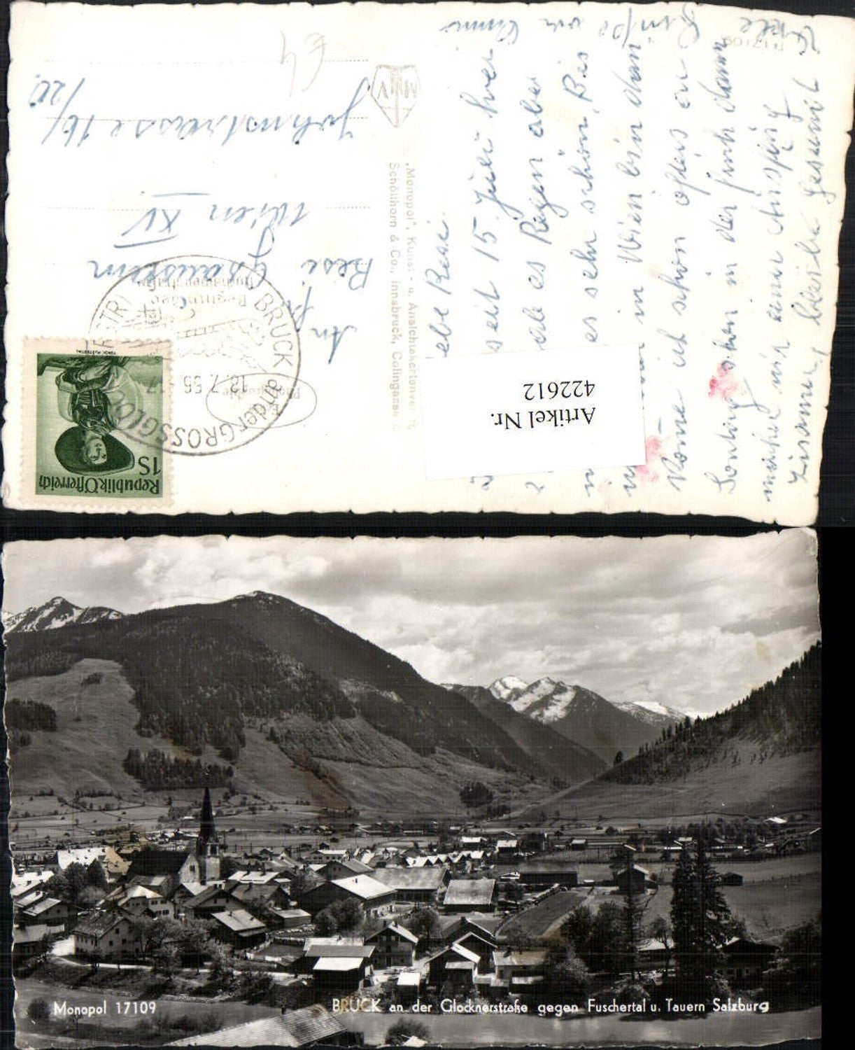 422612,Bruck an d. Glocknerstraße Totale geg. Fuschertal Bergkulisse