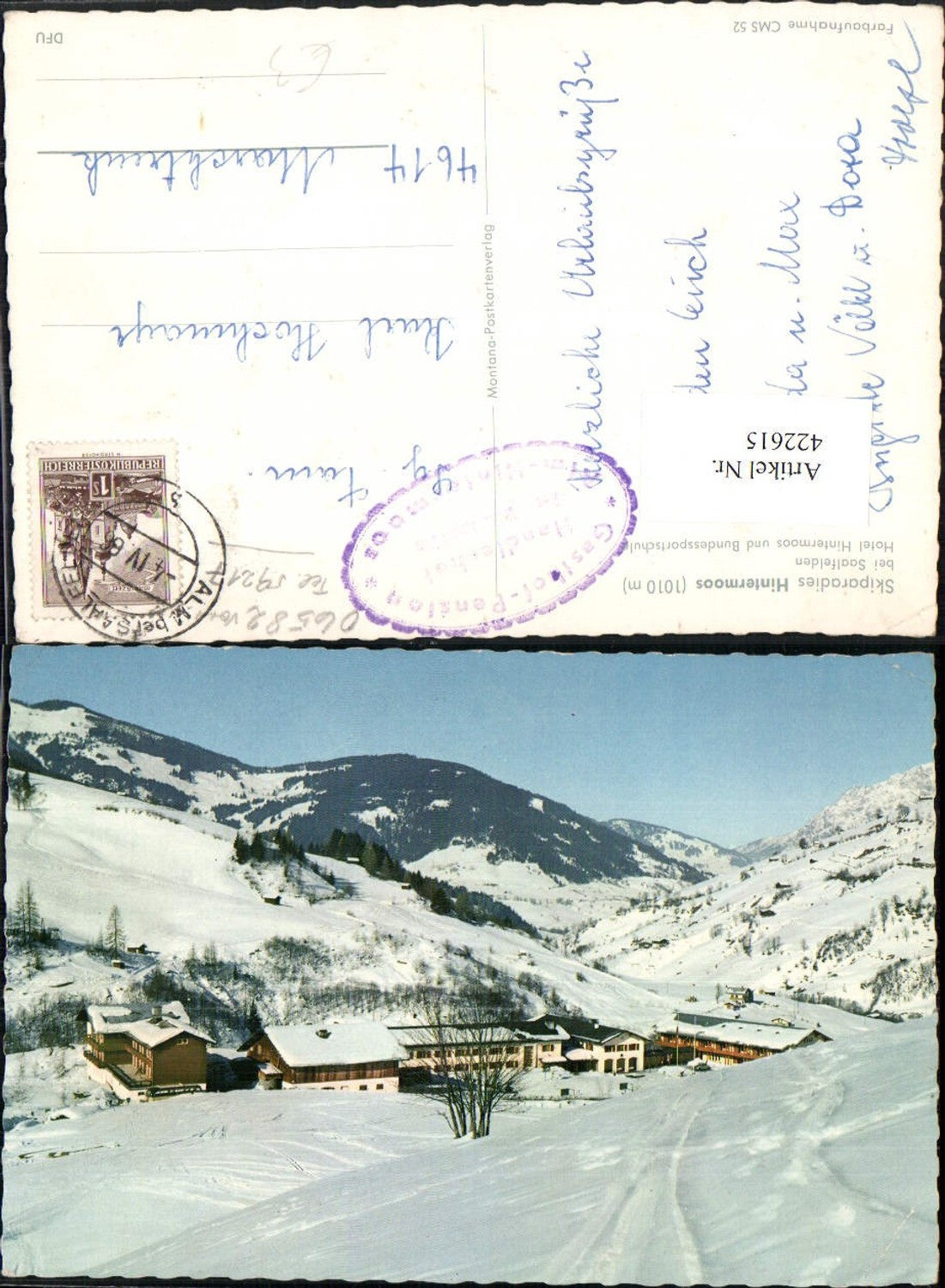 422615,Hintermoos b. Saalfelden Hotel u. Bundessportschule Bergkulisse Winterbild