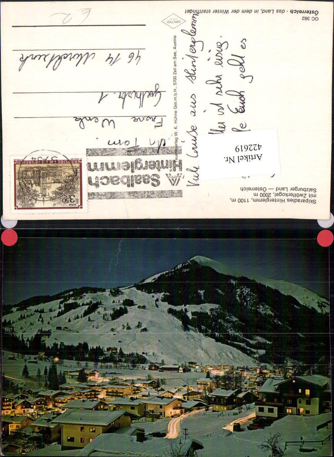 422619,Hinterglemm Totale m. Zwölferkogel Bergkulisse Winterbild