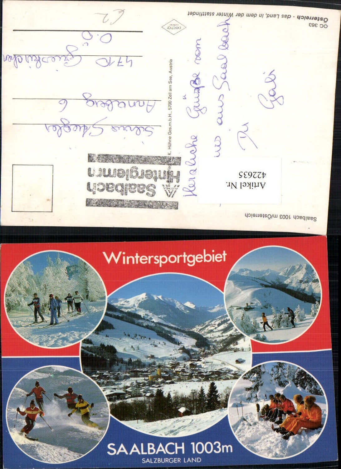 422635,Saalbach Totale Skifahrer Langläufer Winterbilder Mehrbildkarte