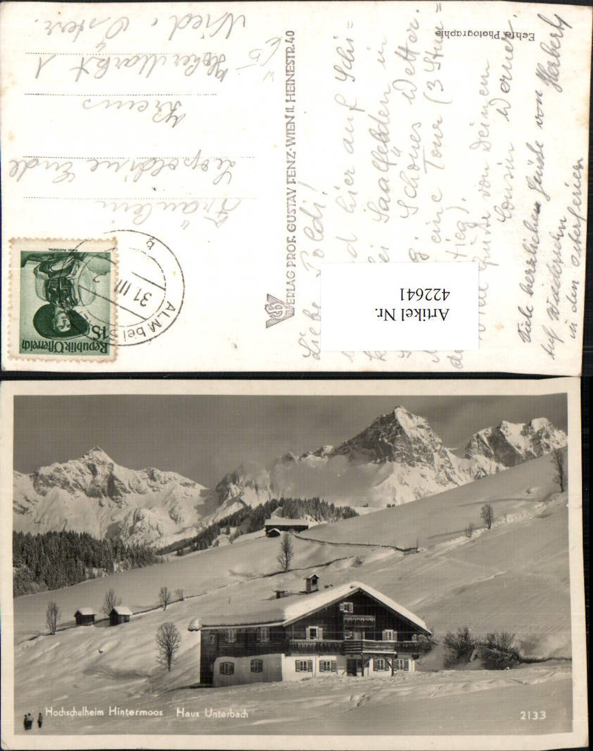 422641,Hochschulheim Hintermoos Haus Unterbach b. Alm Bergkulisse Winterbild
