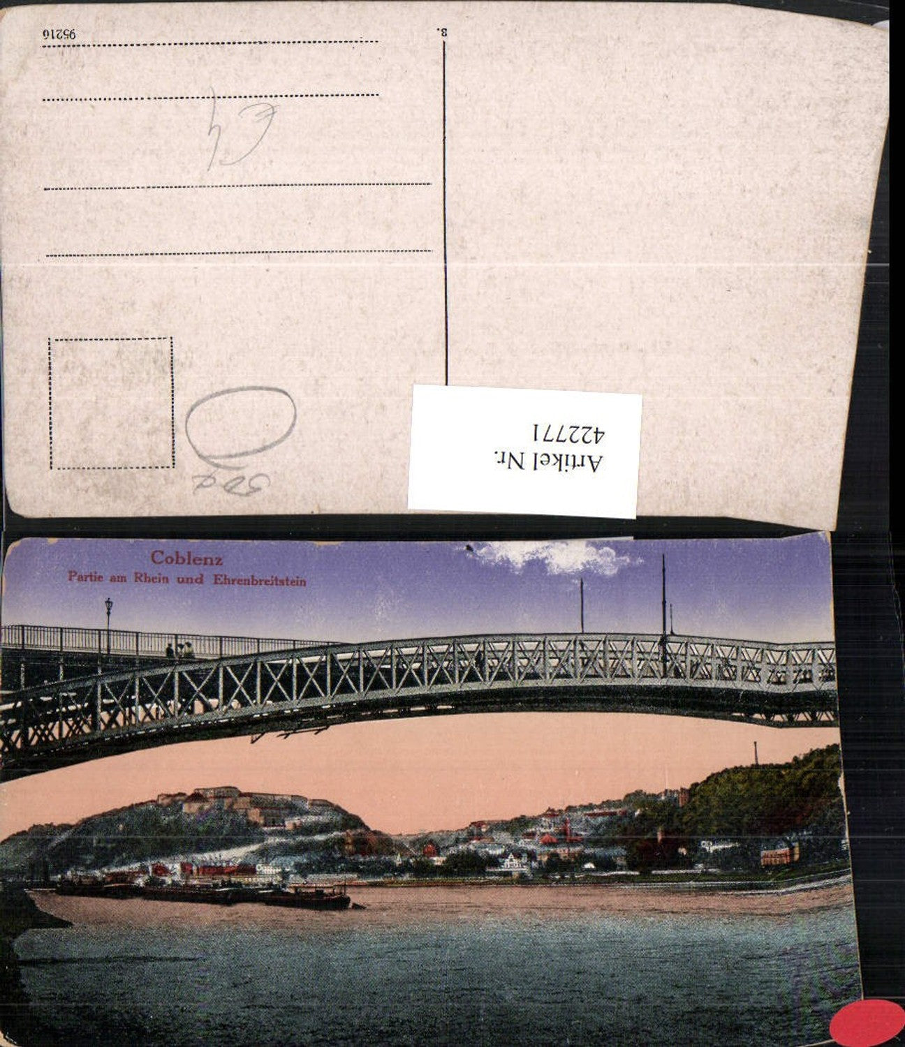 422771,Coblenz Koblenz Partie am Rhein m. Festung Ehrenbreitstein Brücke