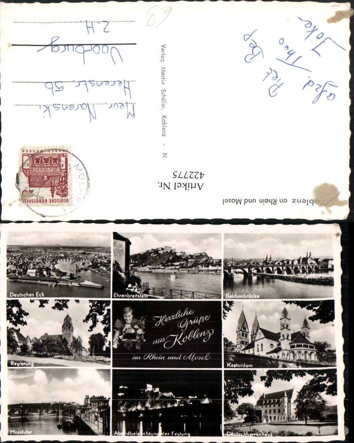 422775,Koblenz am Rhein u. Mosel Totale Deutsches Eck Dom Brücke Festung Mehrbildkarte