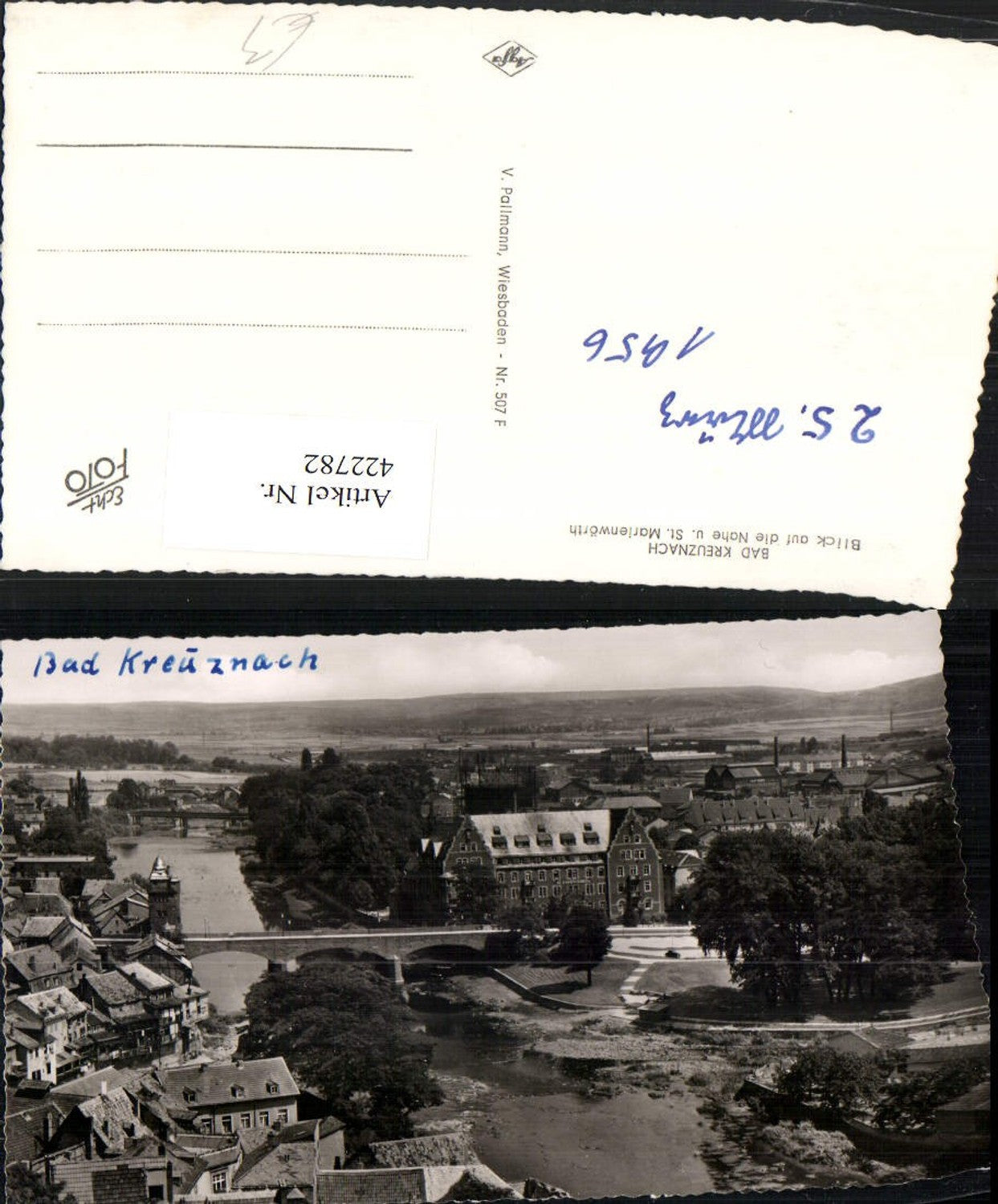 422782,Bad Kreuznach Blick auf die Nahe u. St. Marienwörth Brücke