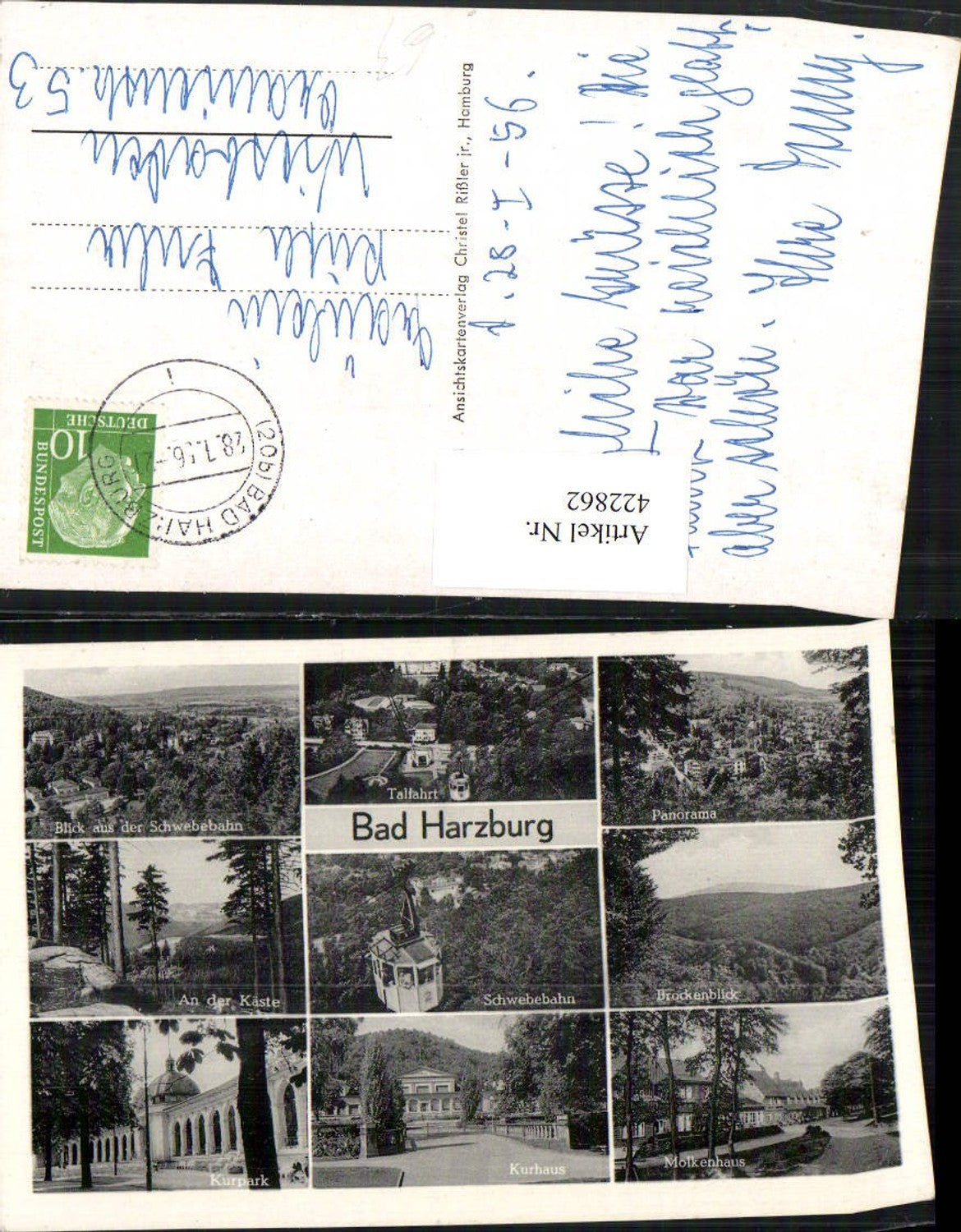422862,Bad Harzburg Totale Seilbahn Kurhaus Kurpark Mehrbildkarte