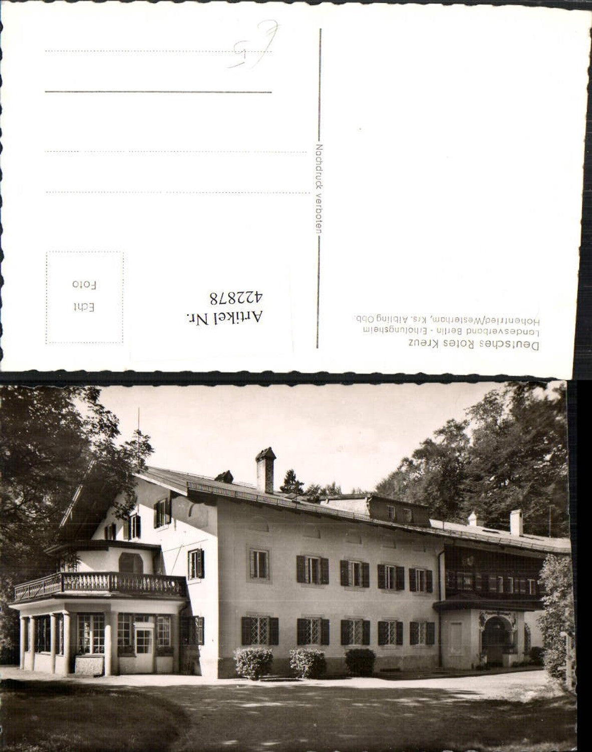 422878,Hohenfried b. Westerham Deutsches Rotes Kreuz Erholungsheim