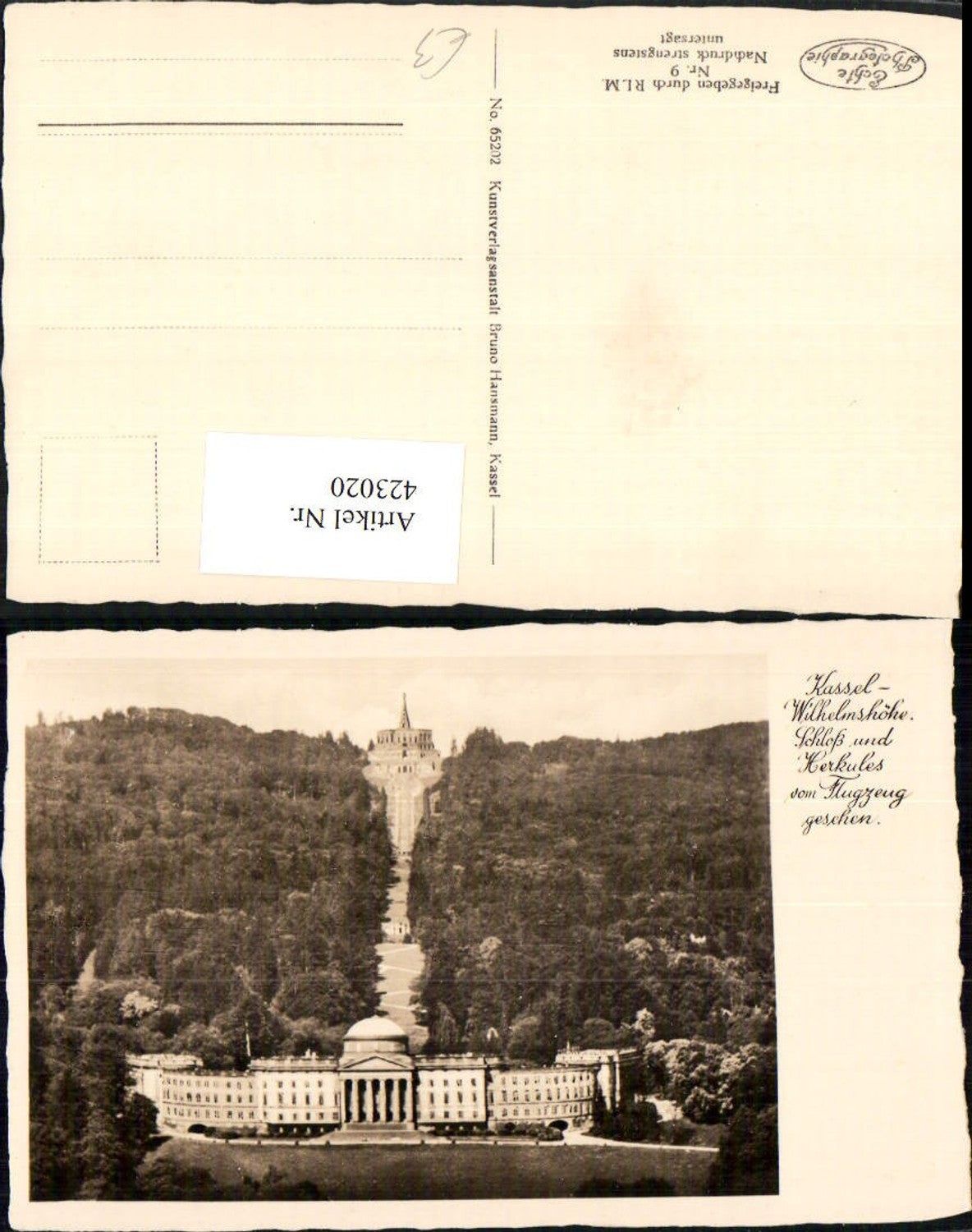 423020,Kassel Wilhelmshöhe Schloss u. Herkules Fliegeraufnahme