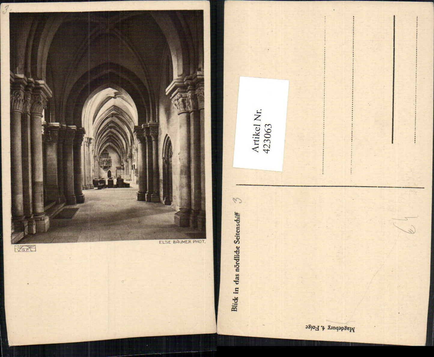 423063, Magdeburg Church, view into the north aisle, photo by Else Bäumer