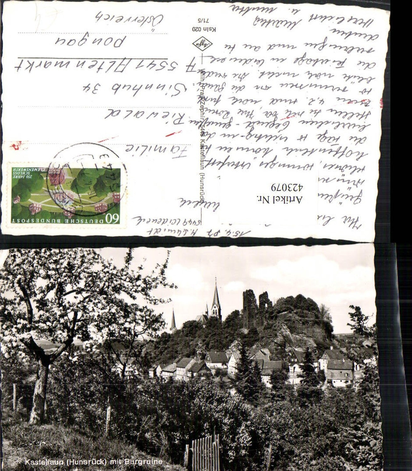 423079,Kastellaun Teilansicht m. Burgruine Ruine